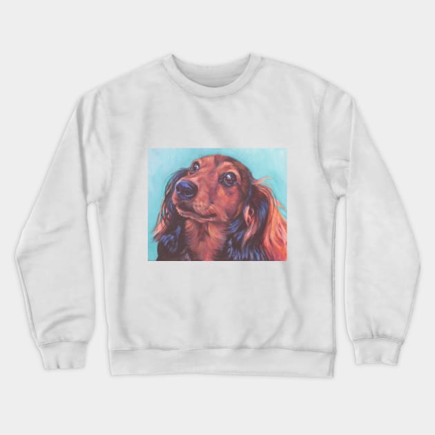 Dachshund Fine Art Painting Crewneck Sweatshirt by LASHEPARD